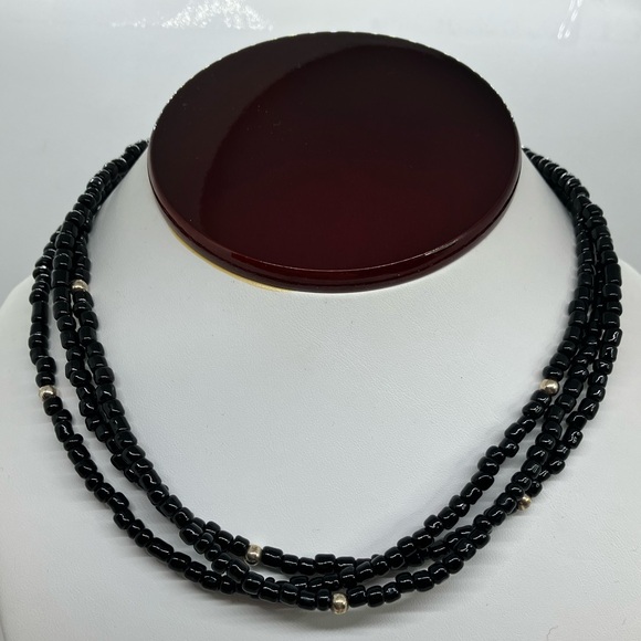 Silpada Sterling Silver & Black Glass Bead Multi Strand Necklace | N1500 Retired - Picture 3 of 10